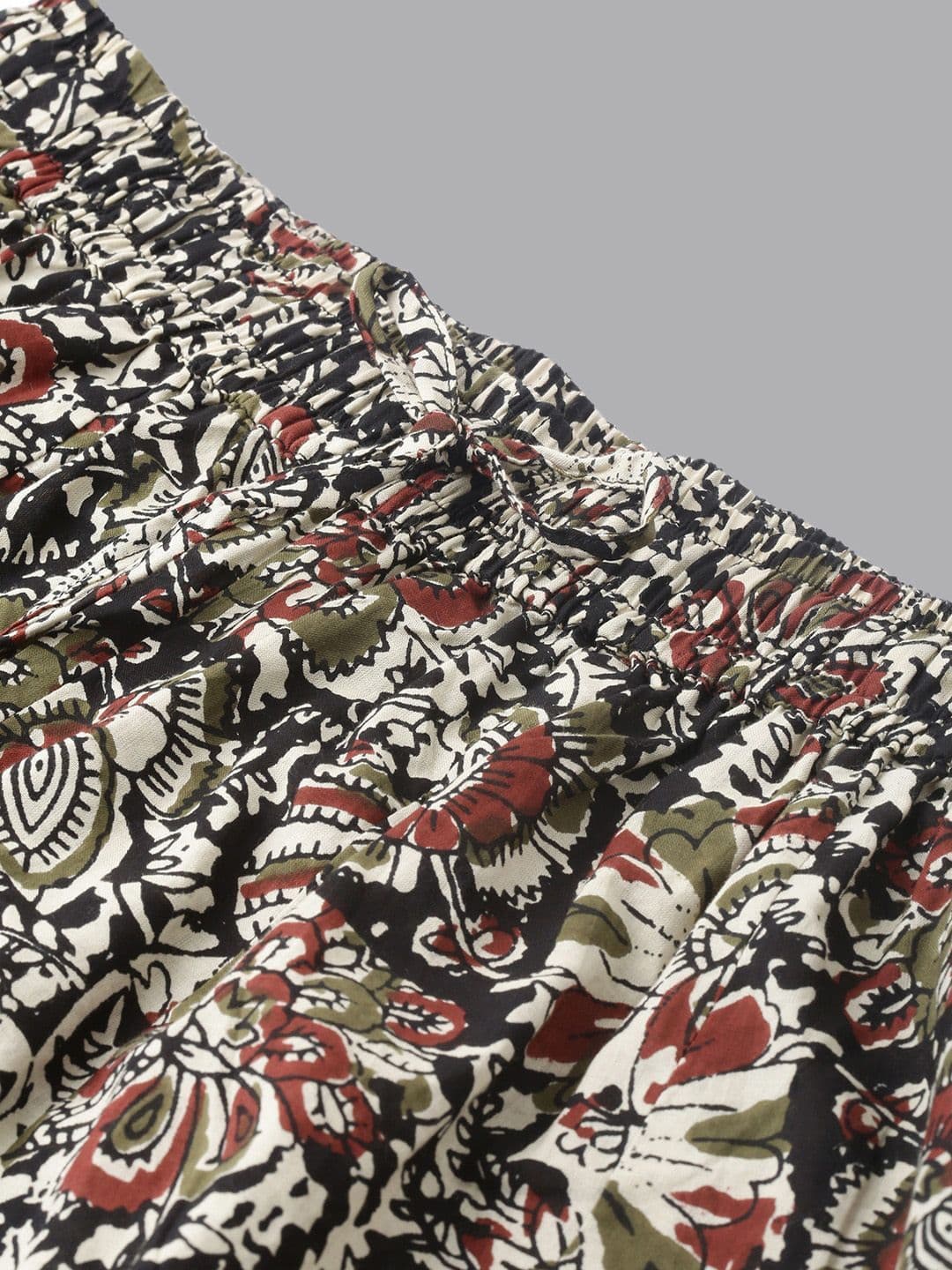 KALINI Mandarin Collar Roll-Up Sleeves Pure Cotton Straight Kurta With Printed Palazzo thumbnail 6