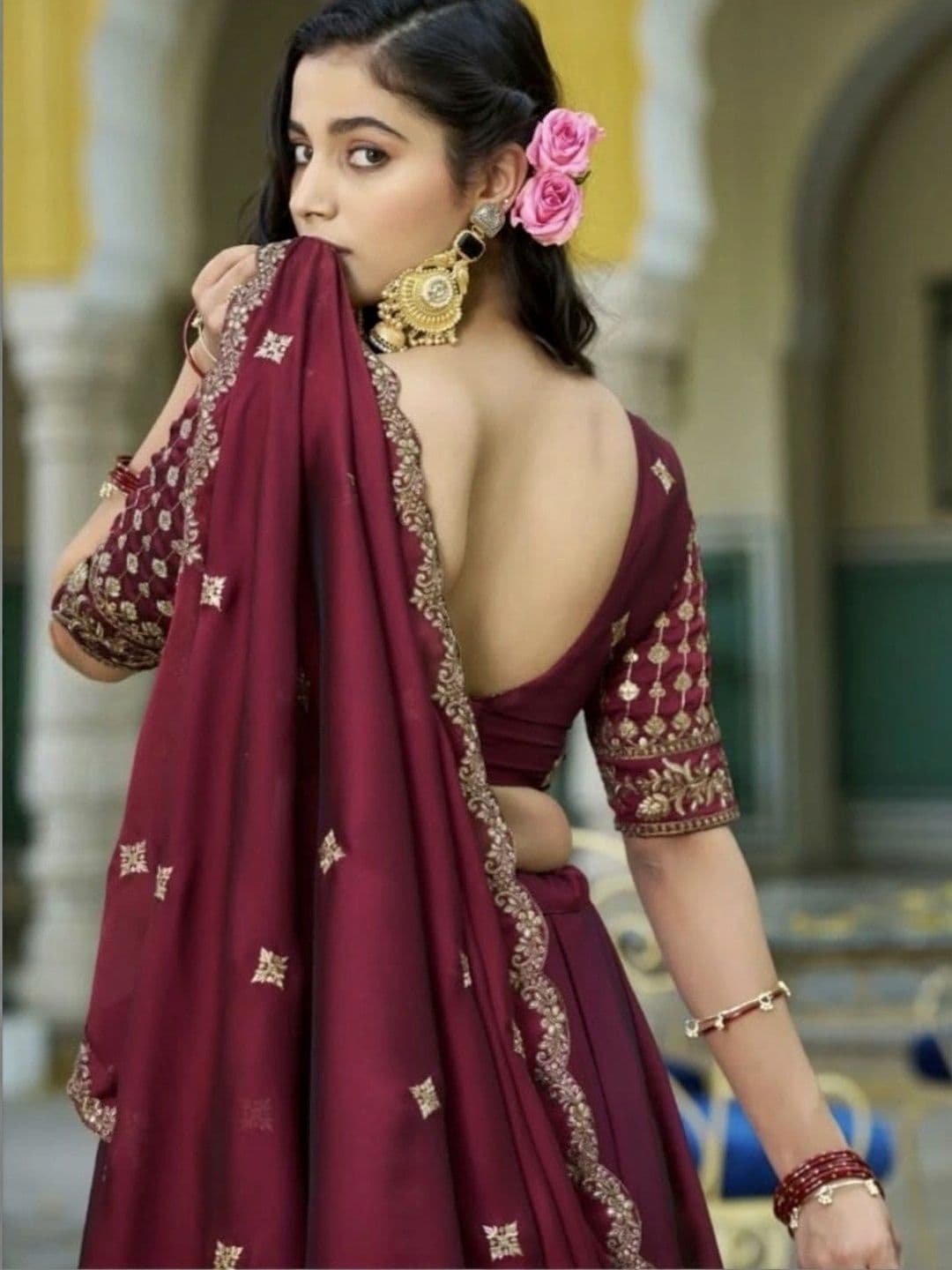 KALINI Embroidered Ready to Wear Lehenga & Unstitched Blouse With Dupatta thumbnail 3