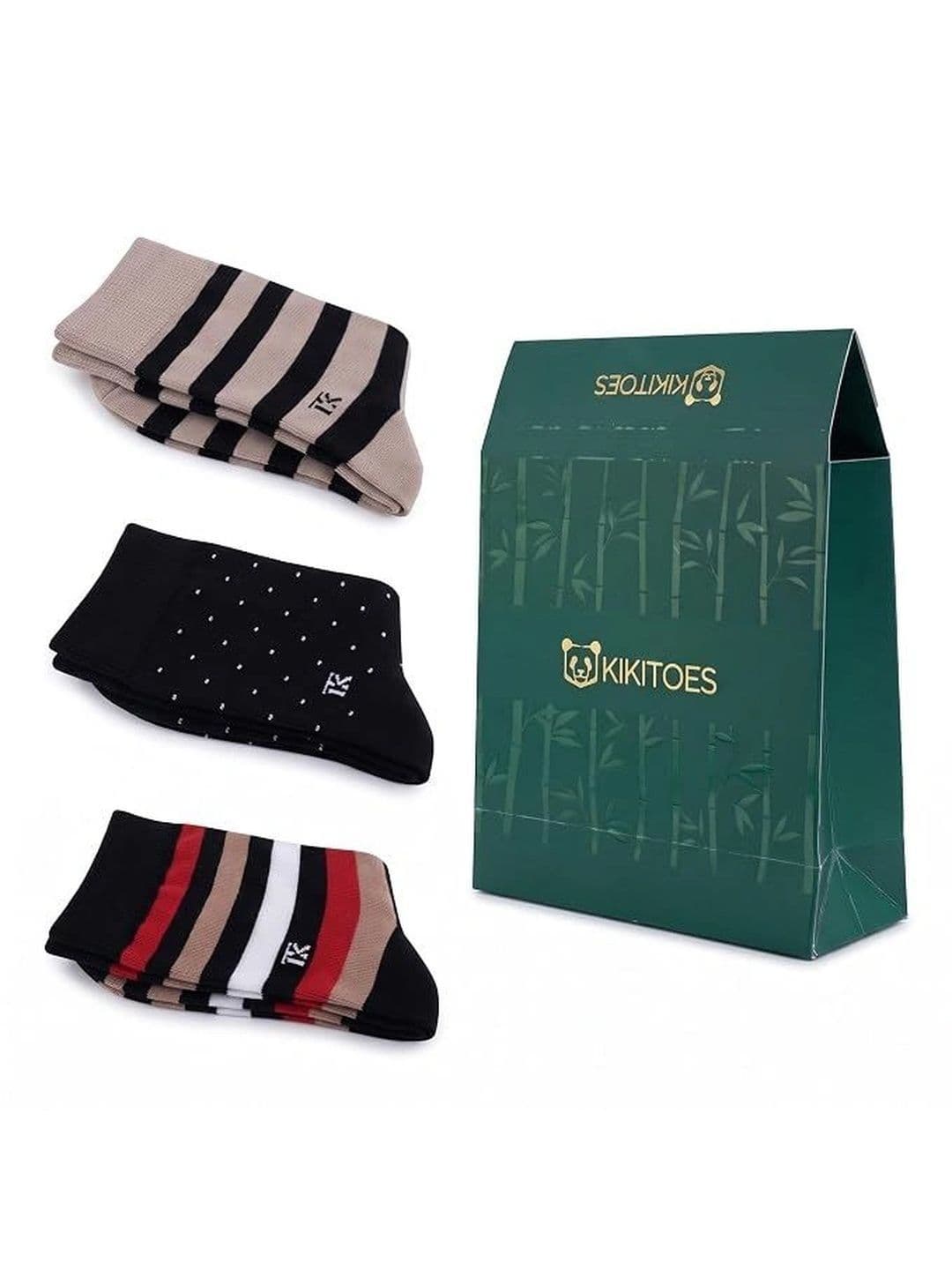 Kikitoes Men Pack of 3 Bamboo Assorted Patterned Above Ankle Socks Soft Breathable thumbnail 3