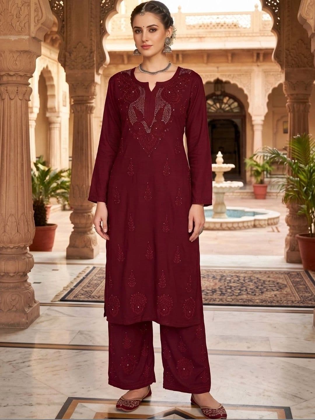 Meiraas Studios Women Ethnic Motifs Embroidered Regular Thread Work Kurta with Palazzos - view 1