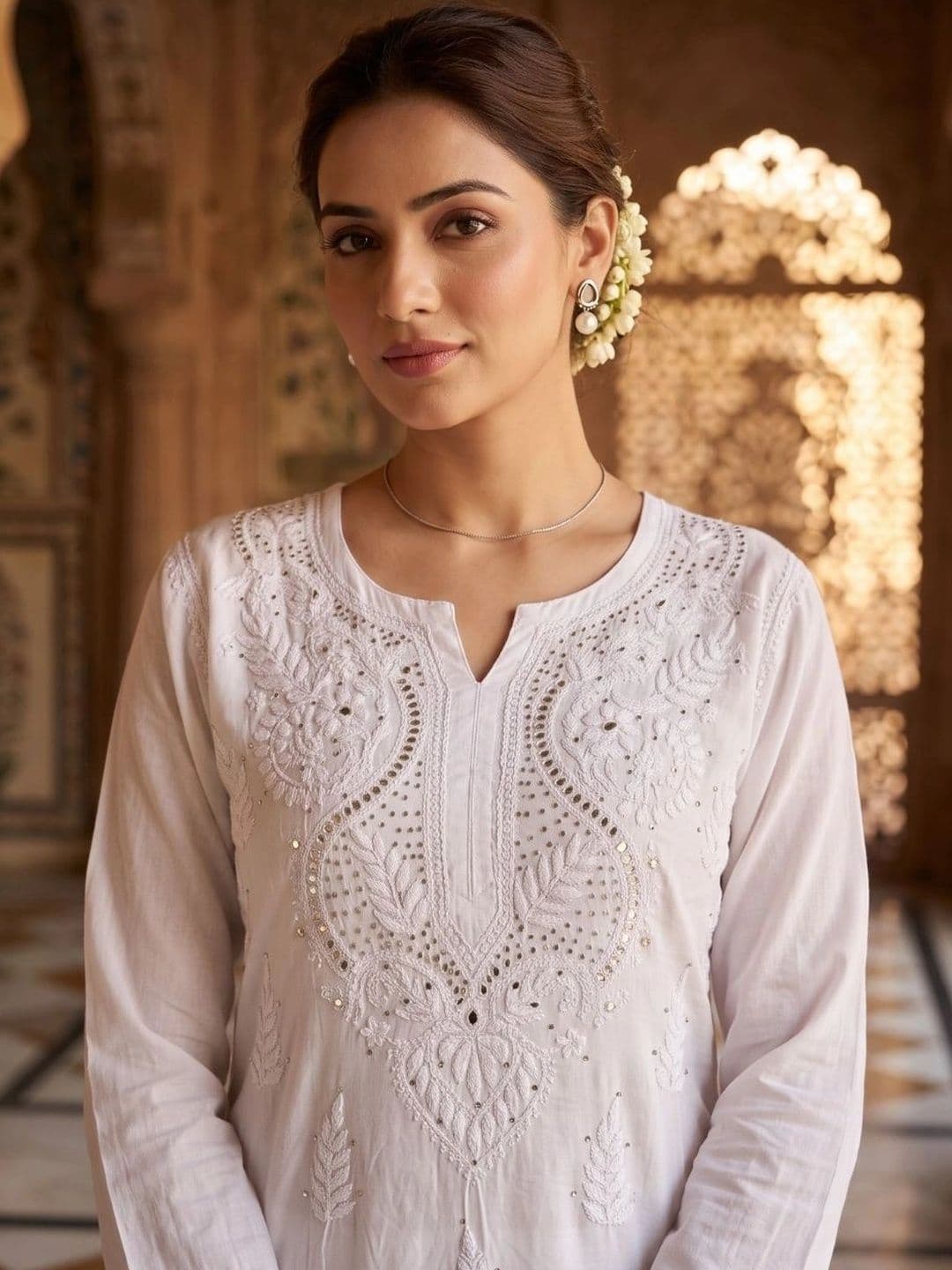 Meiraas Studios Women Ethnic Motifs Embroidered Regular Mirror Work Kurta with Palazzos thumbnail 5