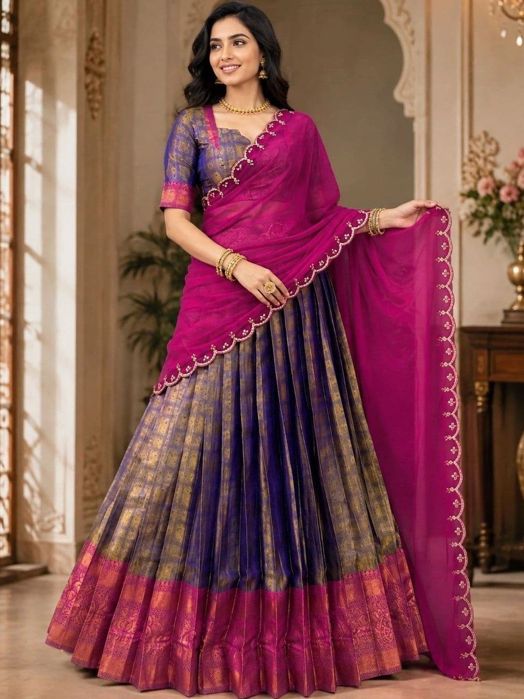 KALINI Ready to Wear Lehenga & Unstitched Blouse With Dupatta thumbnail 4