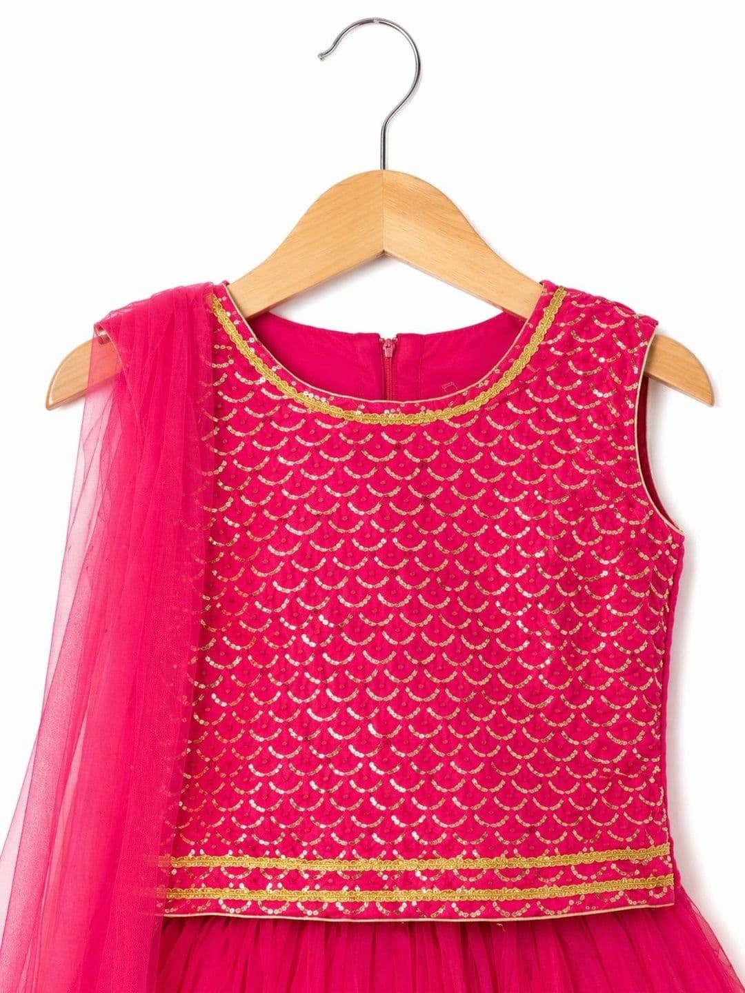 BAESD Girls Embellished Sequinned Ready to Wear Lehenga & Blouse Taping thumbnail 4