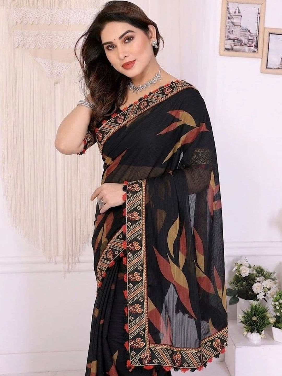 RENBRIZA Poly Georgette Saree thumbnail 4