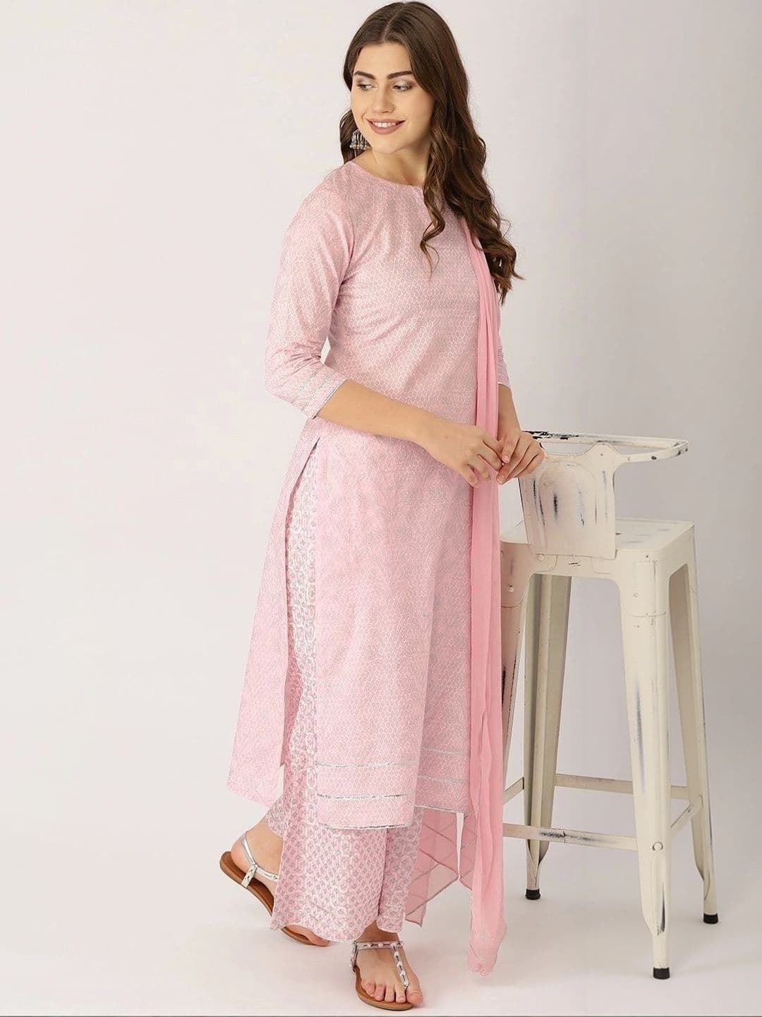 Utsavya Women Ethnic Motifs Printed Regular Pure Cotton Kurta with Palazzos & With Dupatta thumbnail 6