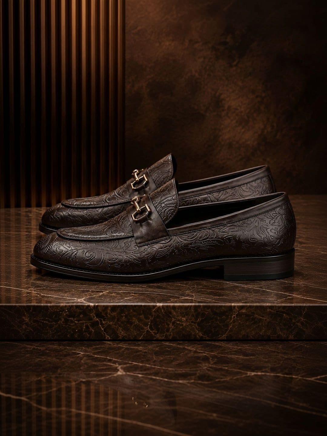 House of Pataudi Men Textured Round Toe Slip-On Loafers Formal Shoes thumbnail 4