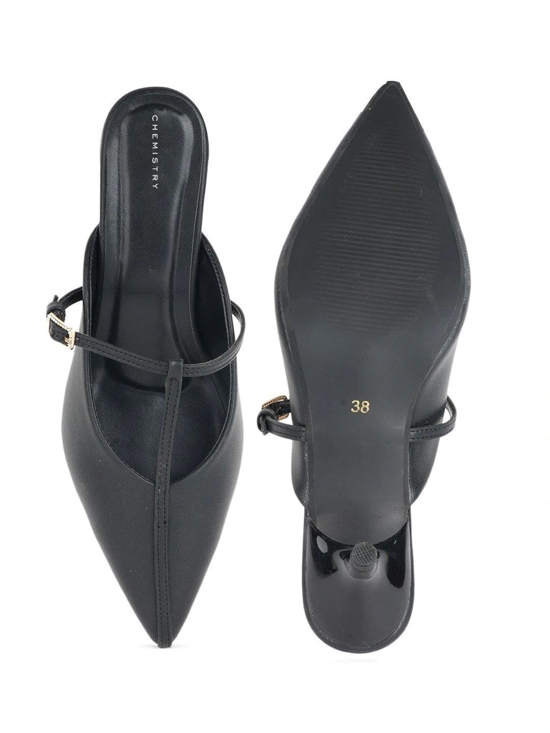 Chemistry PU Slim Heeled Mules with Buckles thumbnail 5