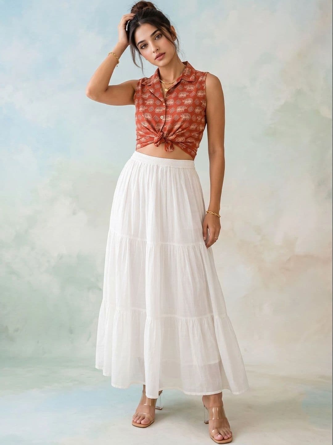 AADVIKA Women Tiered Maxi Tiered Skirt - view 1