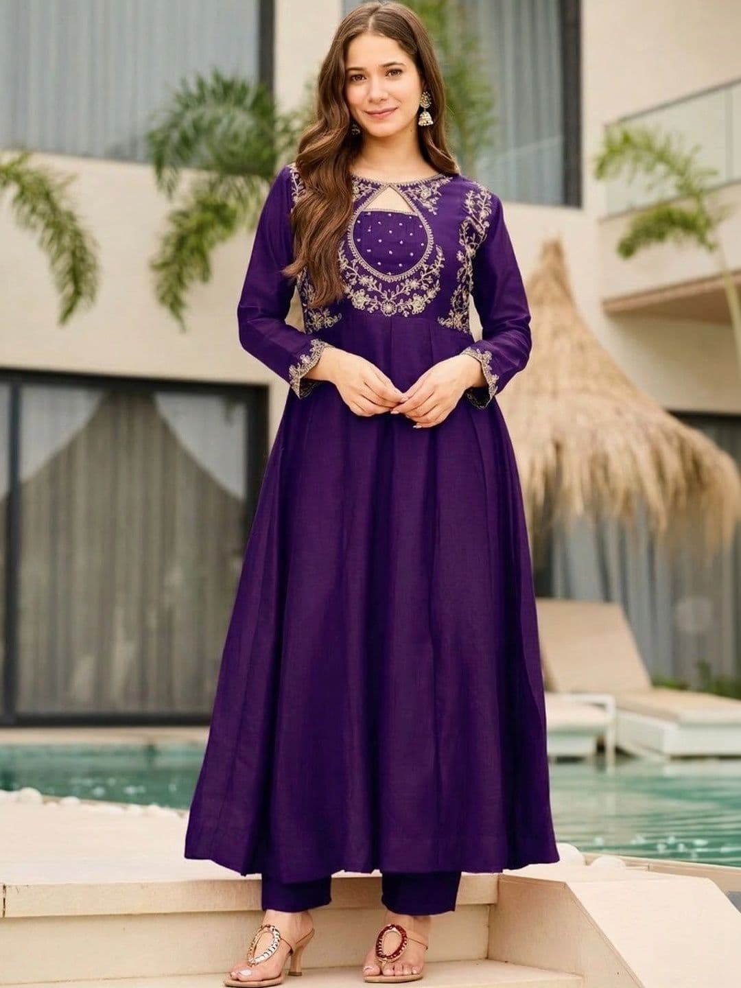 FoxDX Women Ethnic Motifs Embroidered Regular Thread Work Kurta with Trousers & With Dupatta thumbnail 2