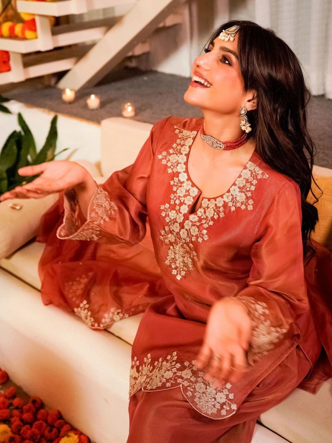 Aeristo Women Ethnic Motifs Embroidered Regular Kurta with Patiala & With Dupatta thumbnail 3