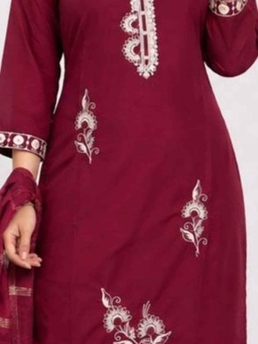 SHYAM TEX Women Ethnic Motifs Embroidered Regular Thread Work Kurta with Trousers & With Dupatta thumbnail 5