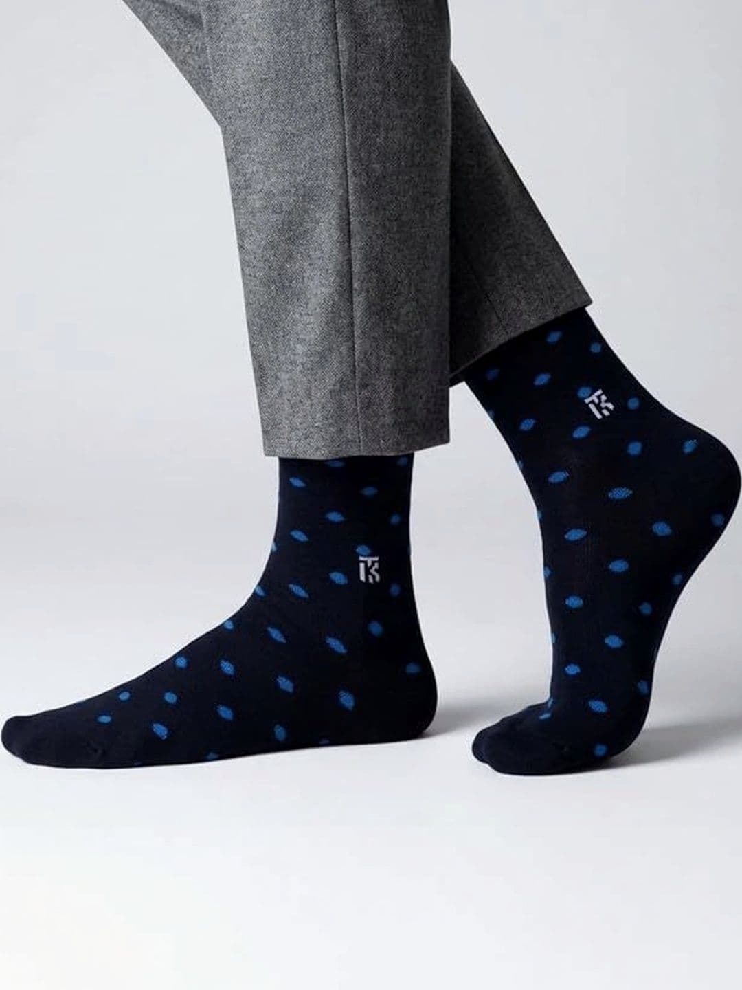 Kikitoes Men Pack of 2 Bamboo Crew Socks Striped Polka Soft Breathable thumbnail 7