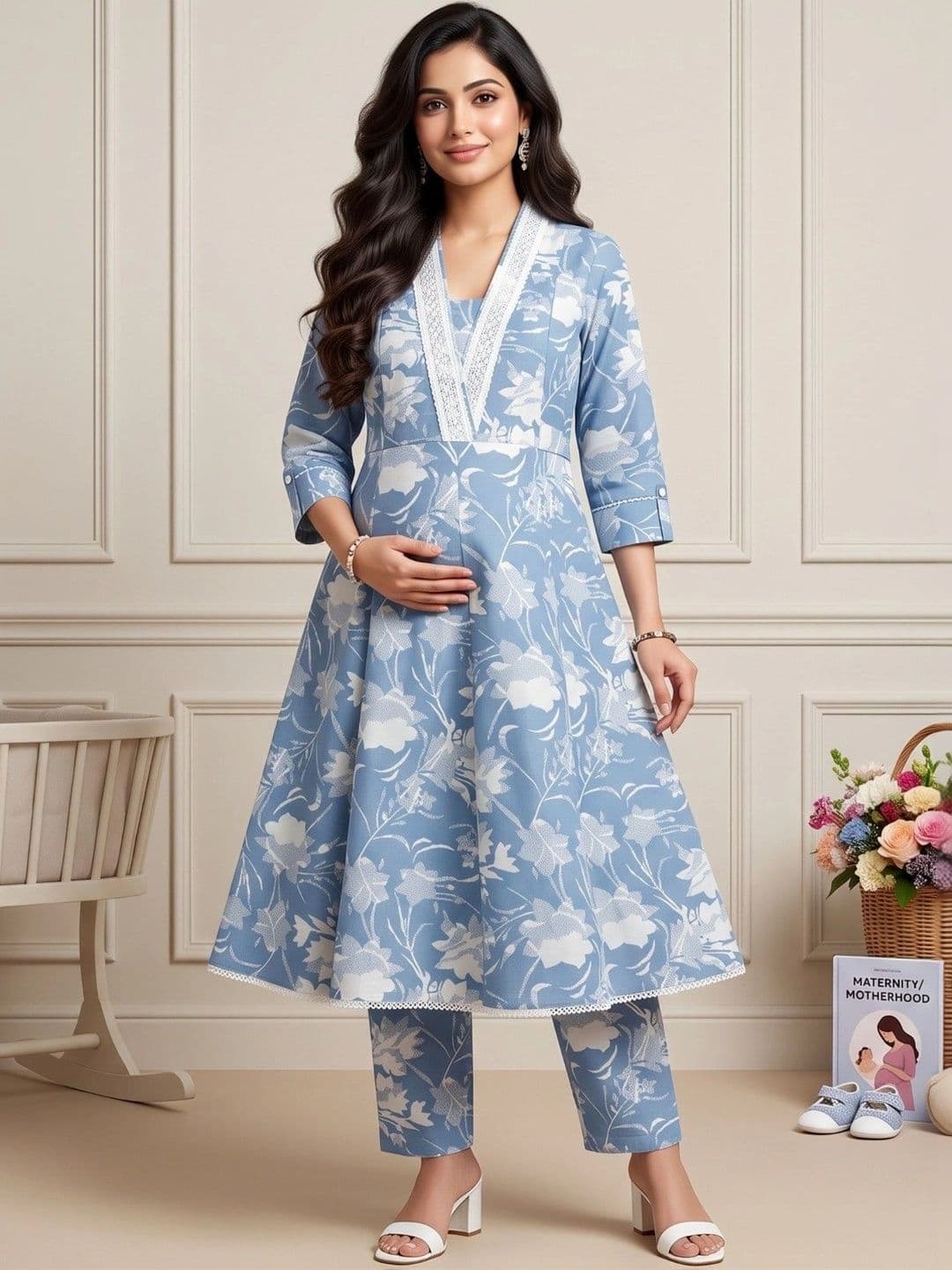 DUMMY SHAPE Women Floral Printed Empire Kurta with Trousers - view 1