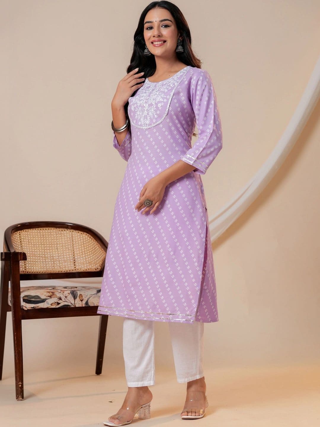 JAIPUR SARAI Women Ethnic Motifs Printed Thread Work Kurta thumbnail 5