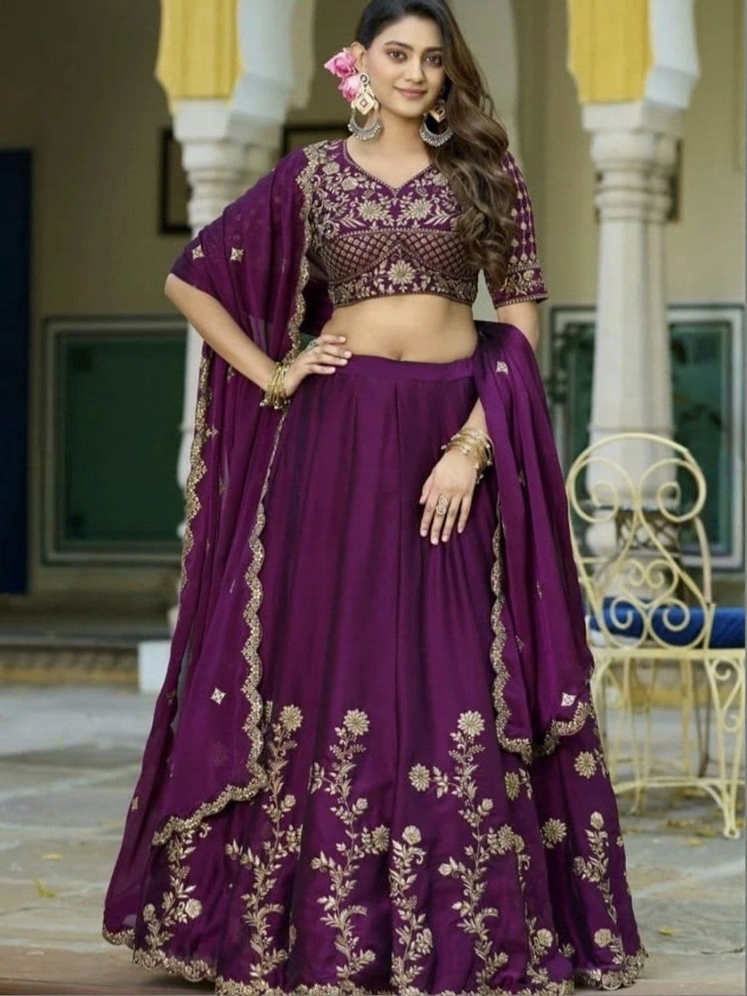 KALINI Embellished Ready to Wear Lehenga & Unstitched Blouse With Dupatta - view 1
