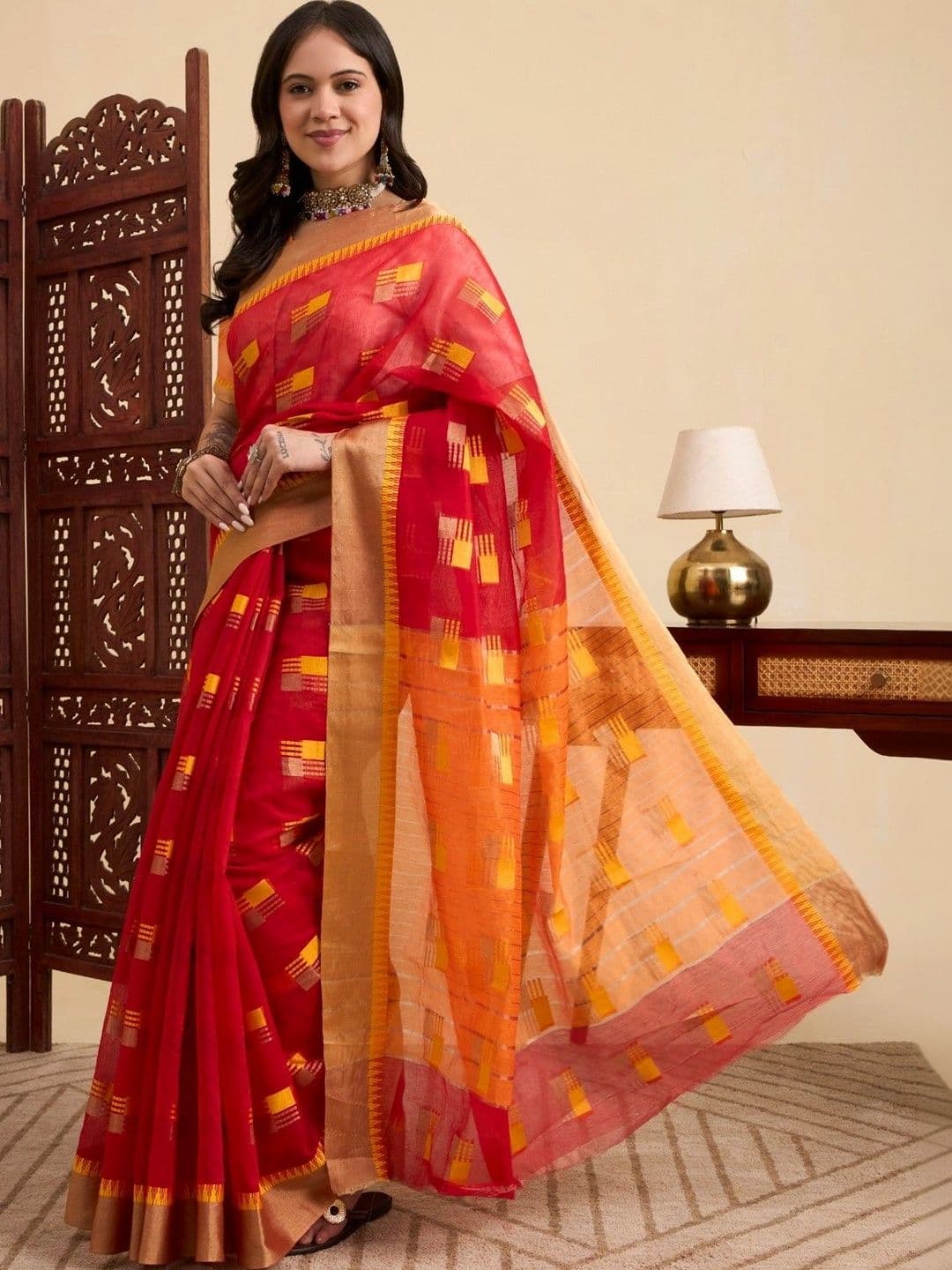Sangria Woven Design Zari Designer Kota Saree - view 1
