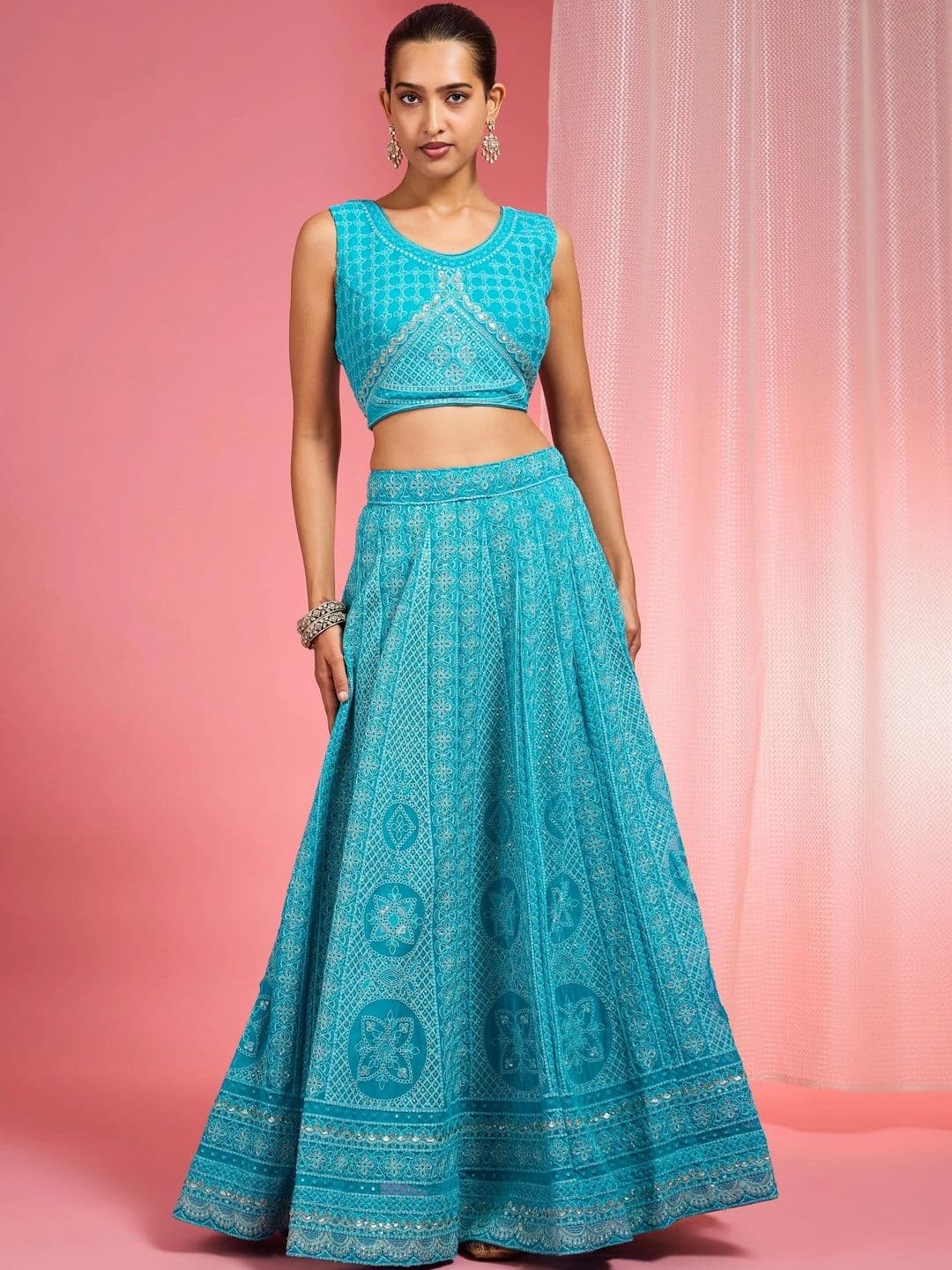 MILU MADAN Embroidered Thread Work Semi-Stitched thumbnail 5