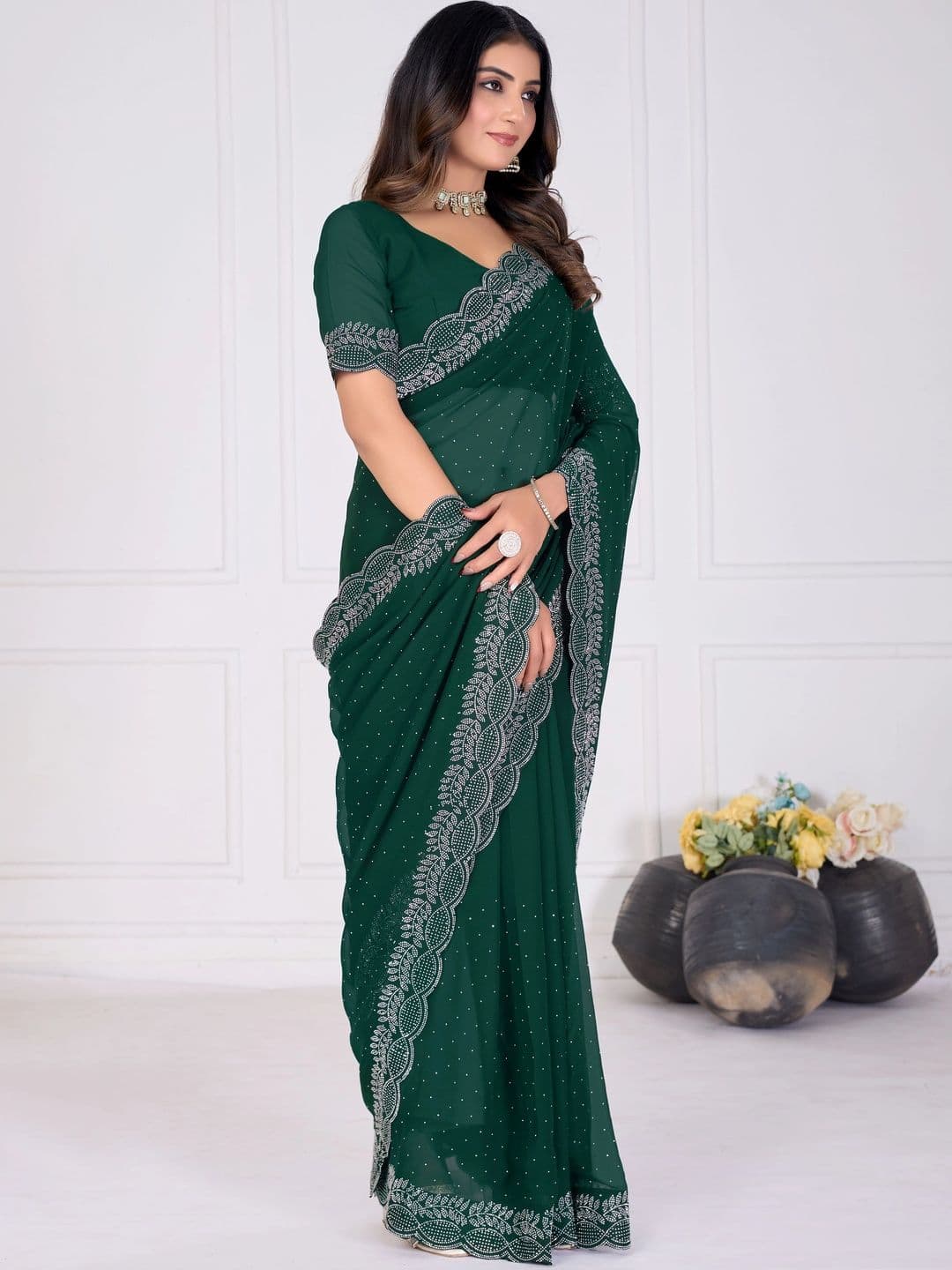 RENBRIZA Poly Georgette Saree thumbnail 6