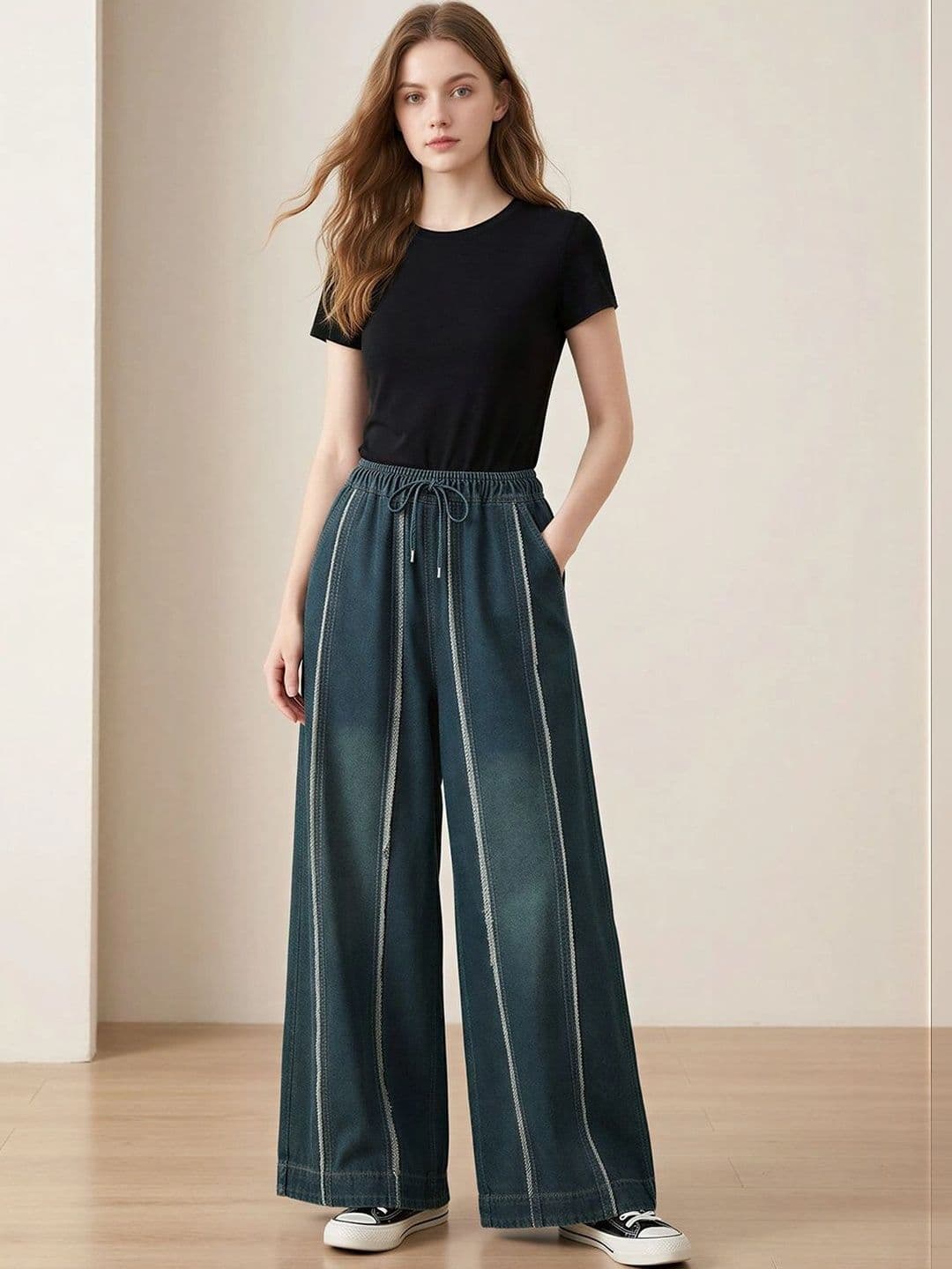 ATELIER REBEL Women Wide Leg Mid-Rise Light Fade Jeans thumbnail 4