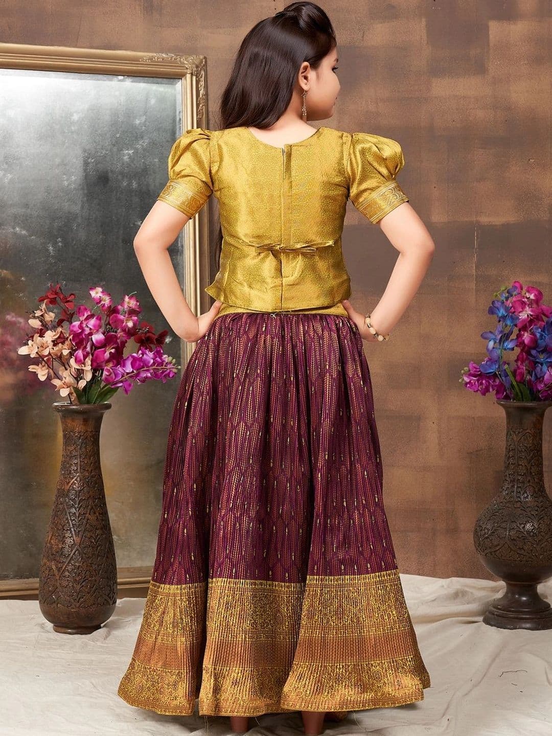BAESD Girls Embellished Beads and Stones Ready to Wear Lehenga & thumbnail 4