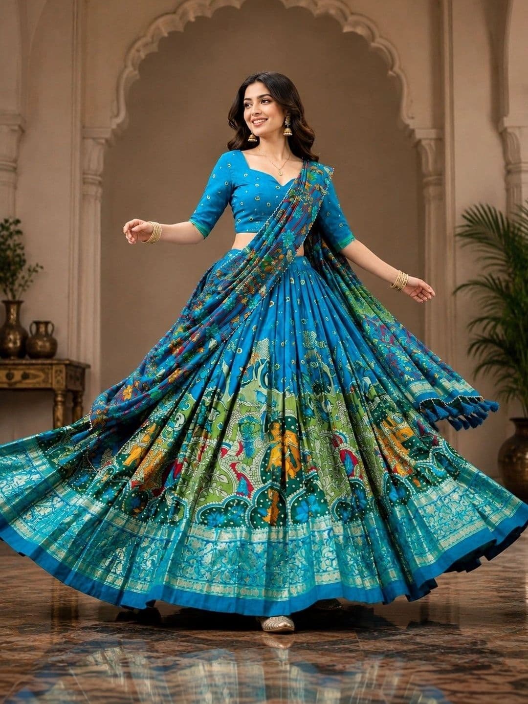 KALINI Printed Ready to Wear Lehenga & Unstitched Blouse With Dupatta - view 1