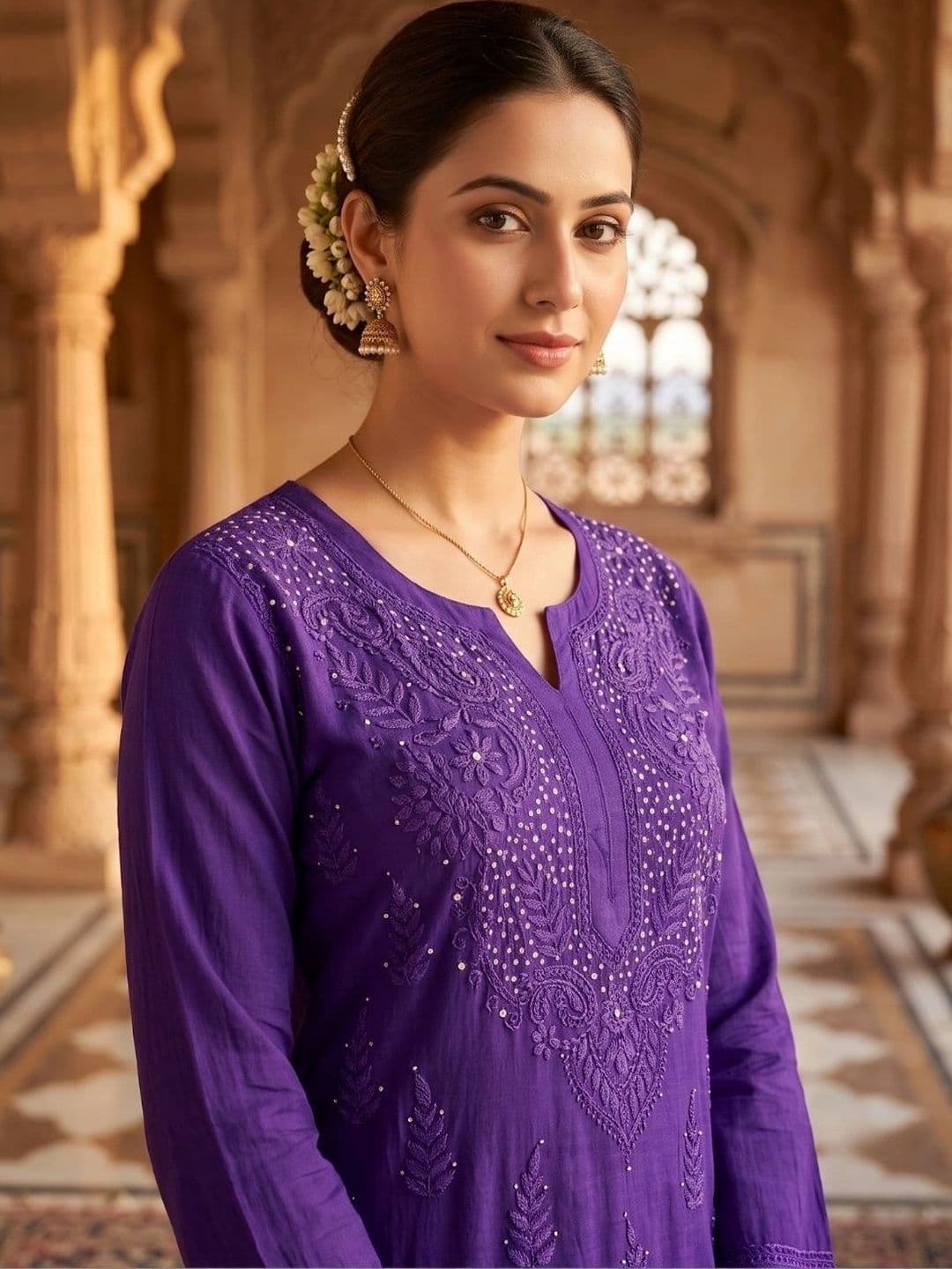 Meiraas Studios Women Ethnic Motifs Embroidered Regular Thread Work Kurta with Palazzos thumbnail 7