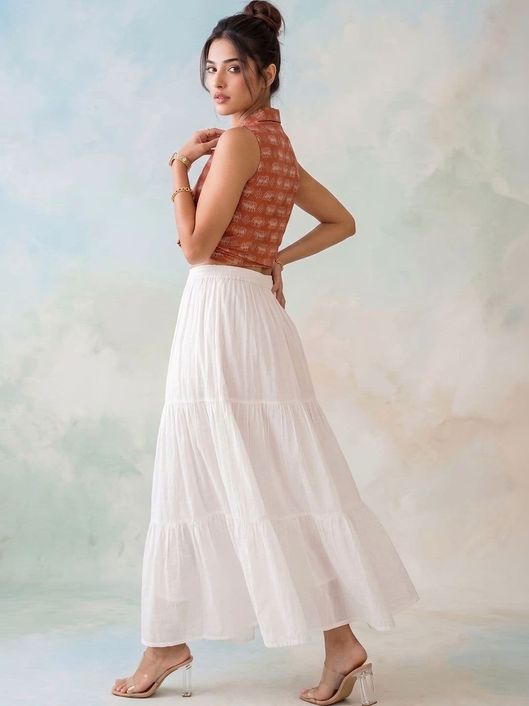 AADVIKA Women Tiered Maxi Tiered Skirt thumbnail 4