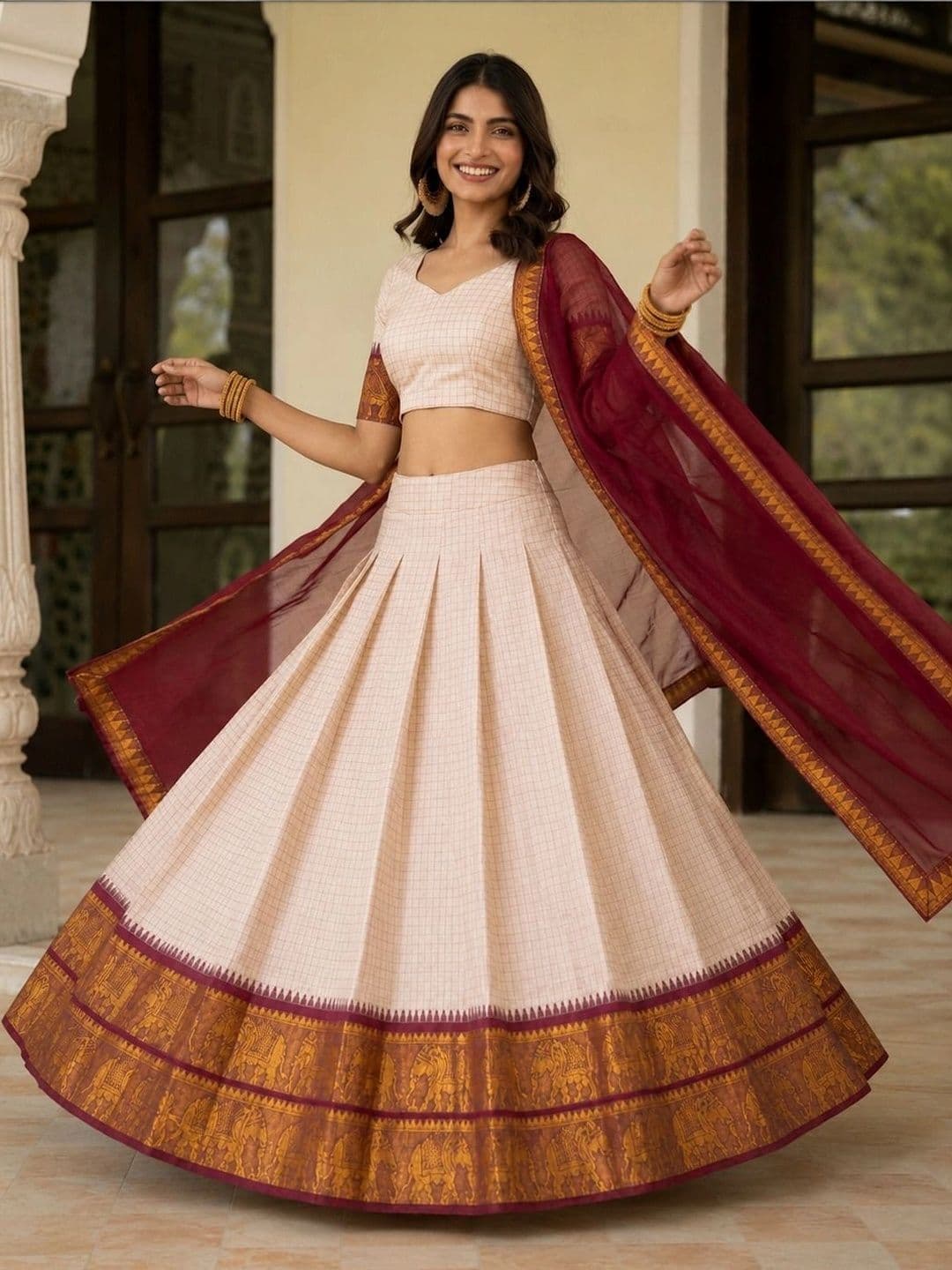 Poshak Bazaar Semi-Stitched Lehenga & Unstitched Blouse With Dupatta - view 1