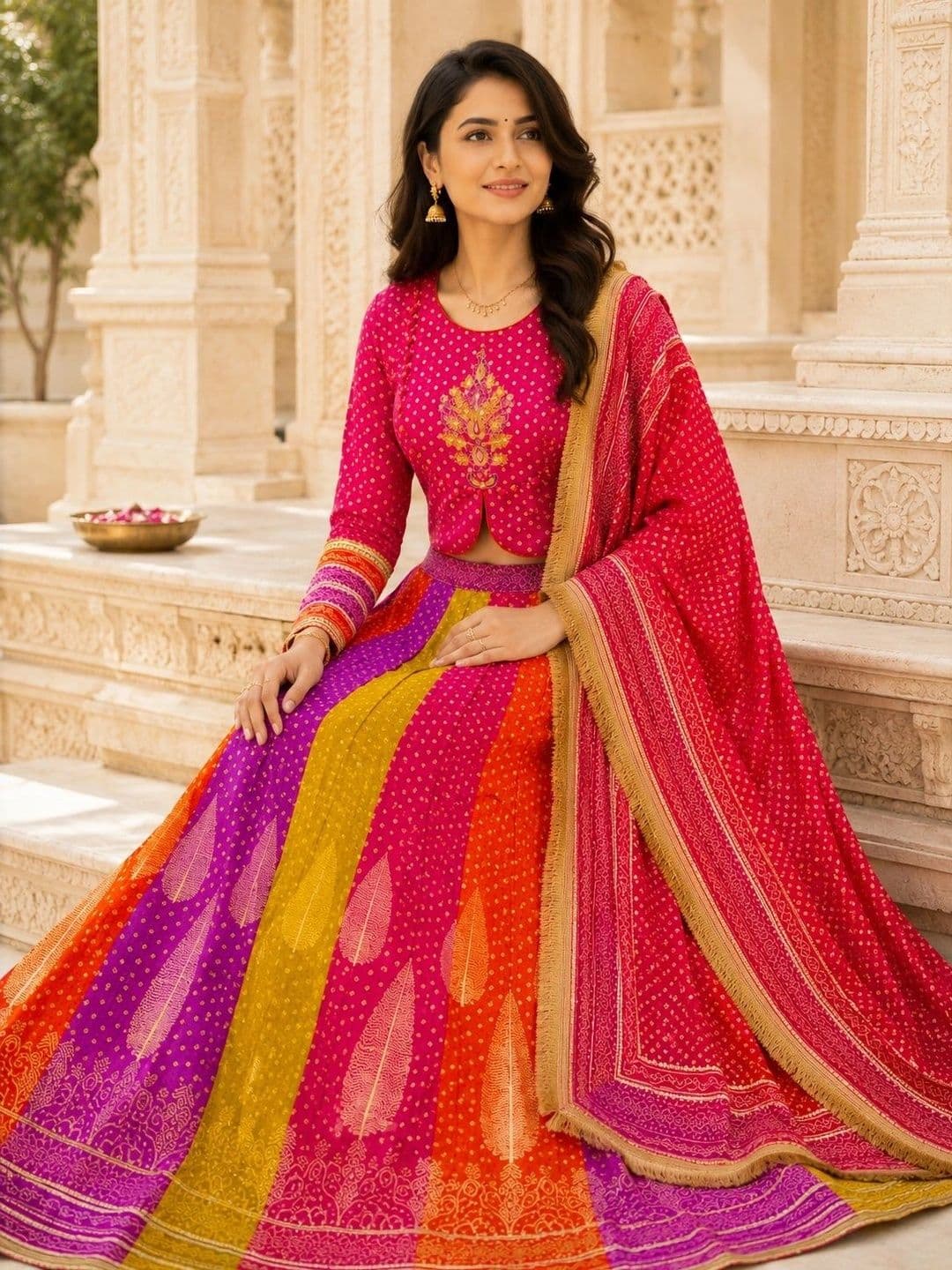 Anouk Printed Thread Work Ready to Wear Lehenga & Blouse With Dupatta thumbnail 5