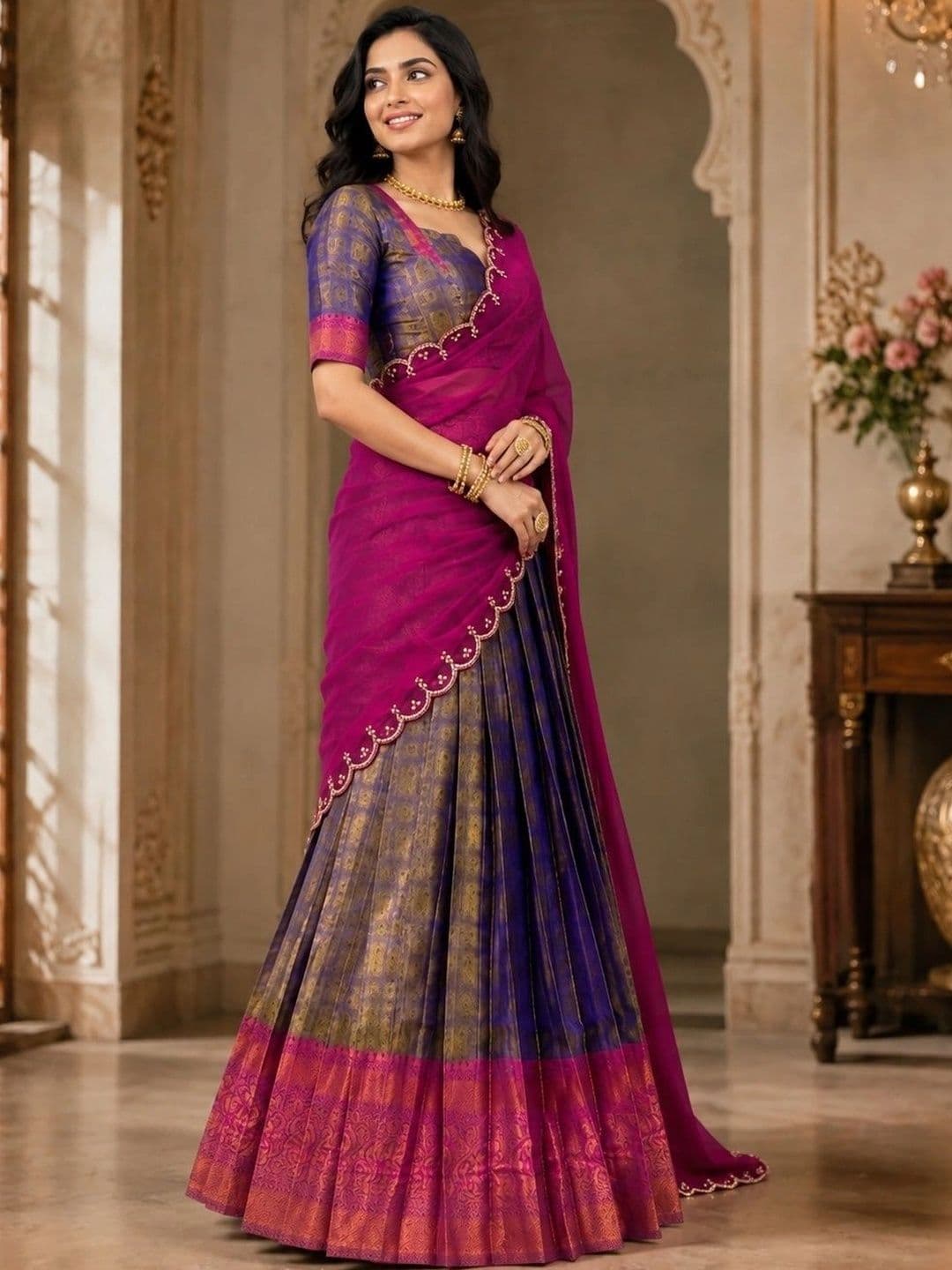 KALINI Ready to Wear Lehenga & Unstitched Blouse With Dupatta thumbnail 5
