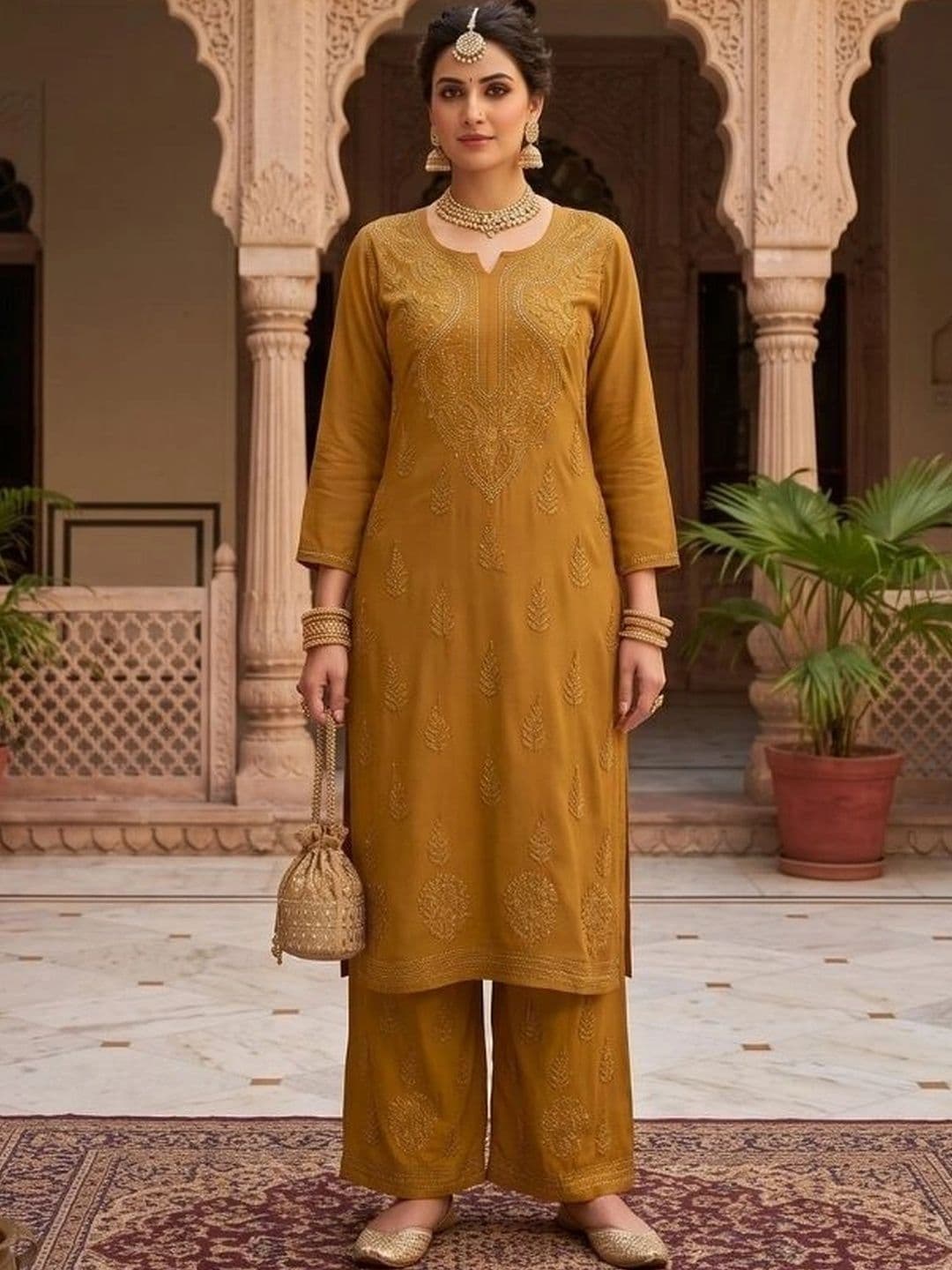 Meiraas Studios Women Ethnic Motifs Embroidered Regular Thread Work Kurta with Palazzos - view 1
