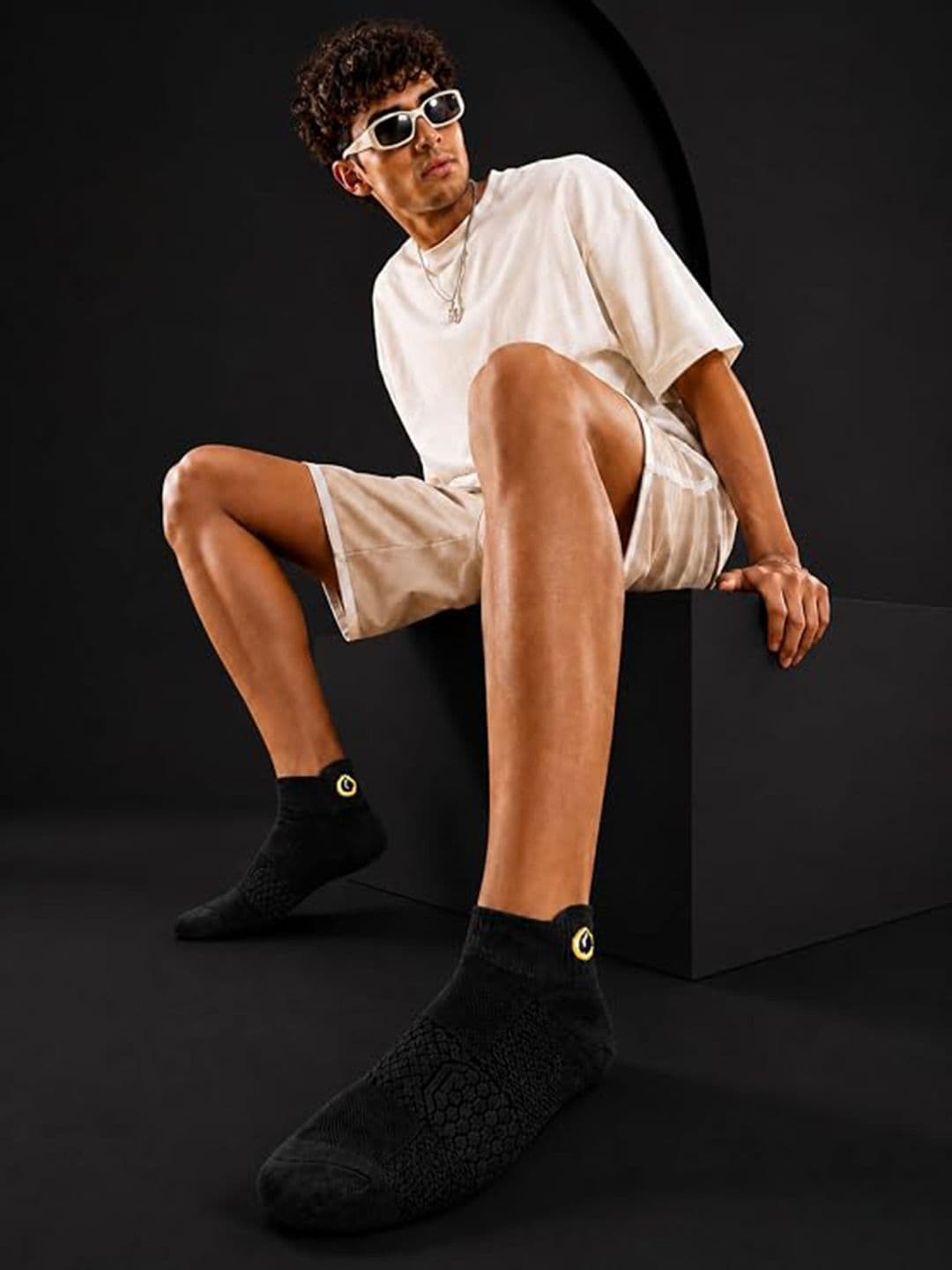 ZIBELL Unisex Pack of 4 Cotton Patterned Ankle Length Socks thumbnail 3