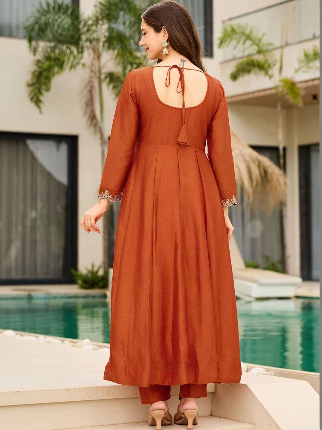 KALINI Women Embroidered Panelled Thread Work Kurta with Trousers & With Dupatta thumbnail 6