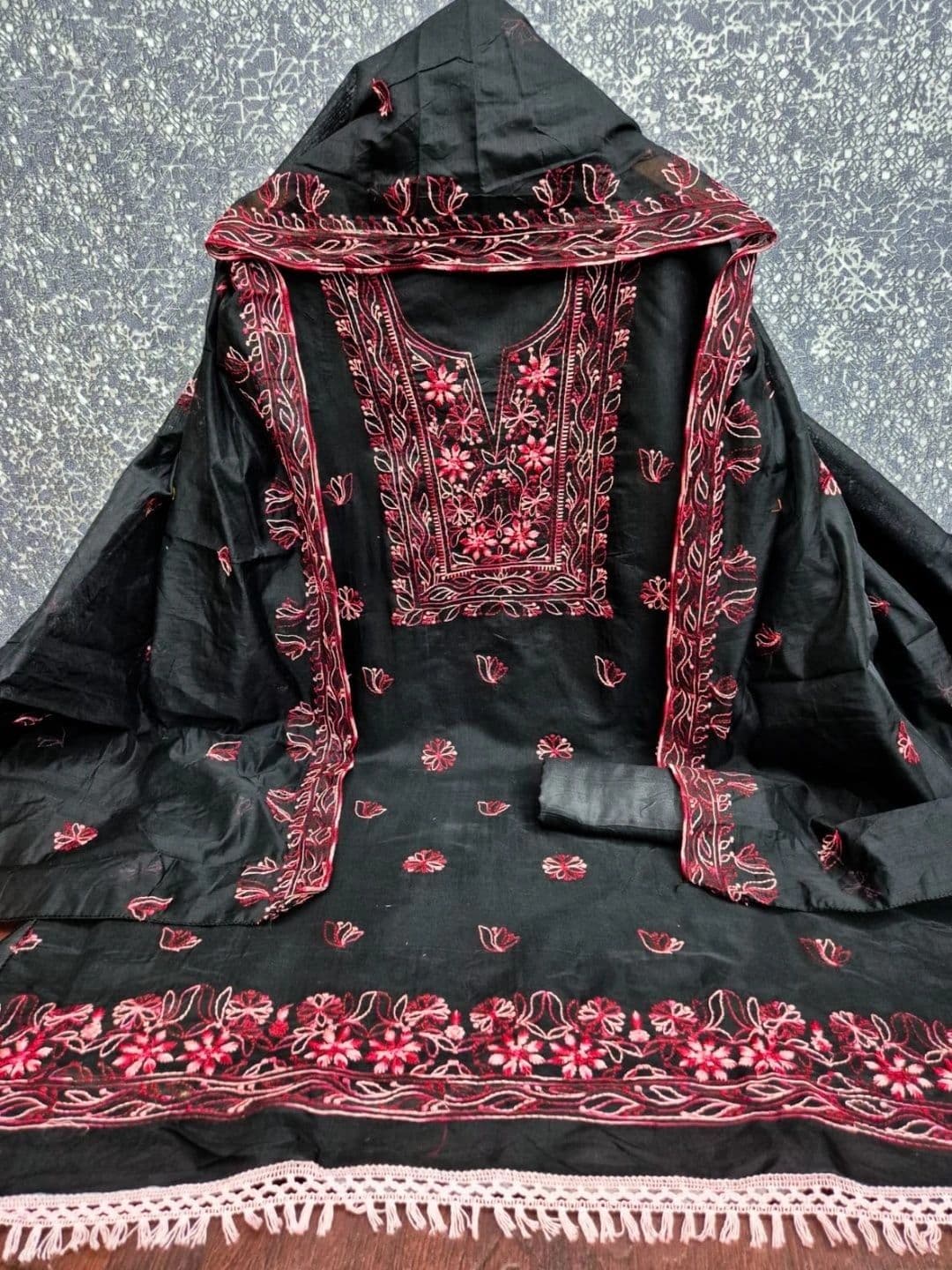BlessAWeaves Art Silk Unstitched Dress Material thumbnail 4