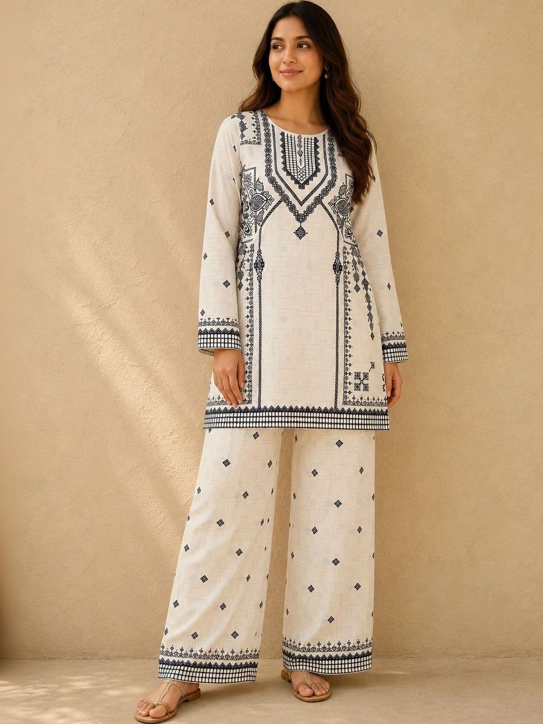 Travel Wardrobe Printed Tunic with Palazzos - view 1