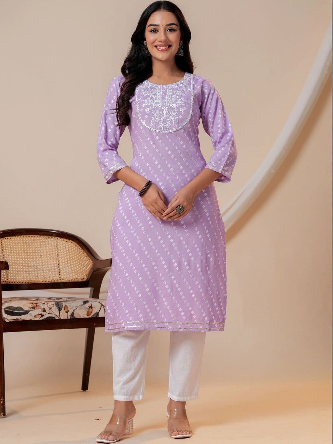 JAIPUR SARAI Women Ethnic Motifs Printed Thread Work Kurta thumbnail 2