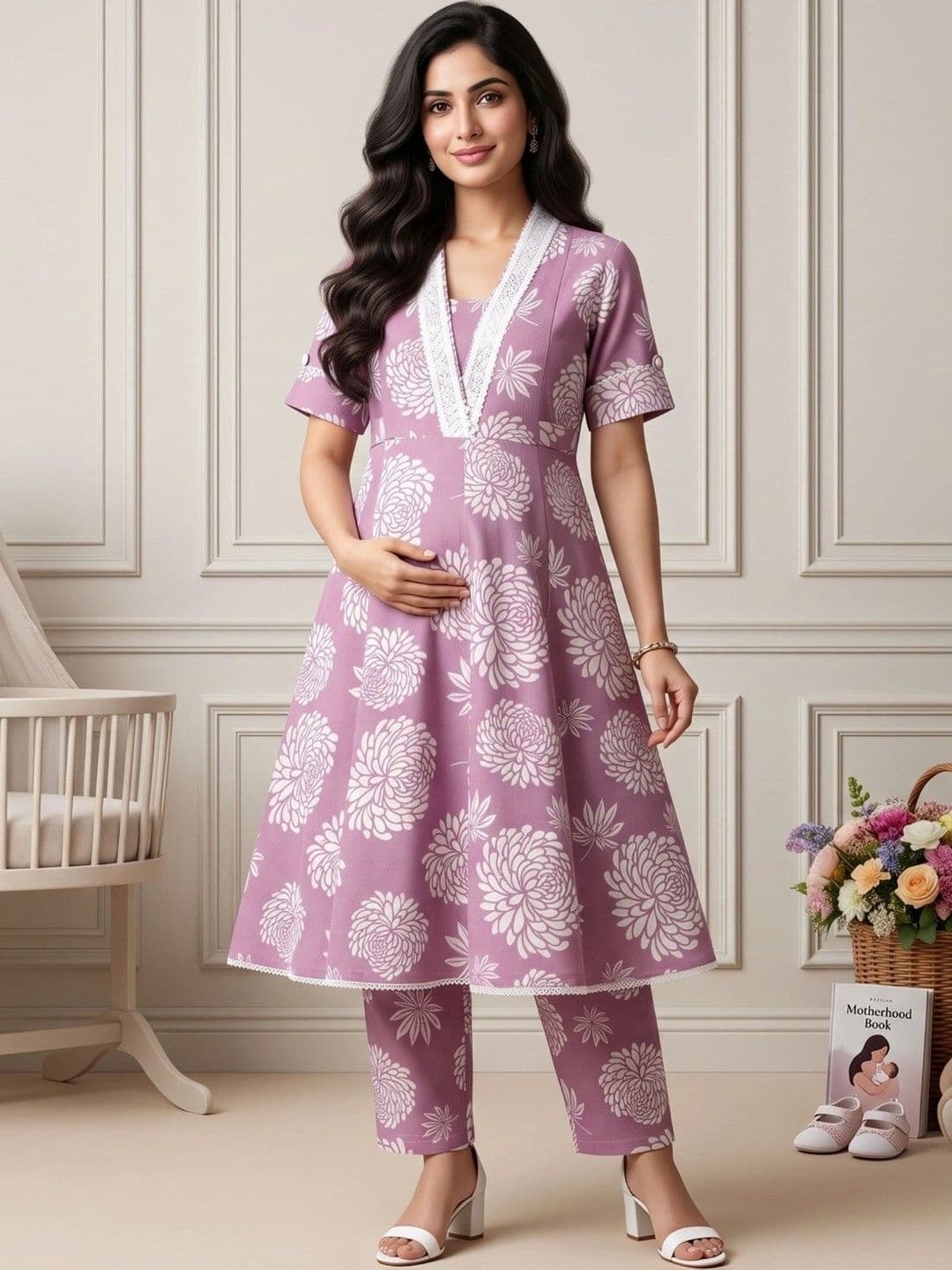 DUMMY SHAPE Women Floral Printed Empire Kurta with Trousers - view 1