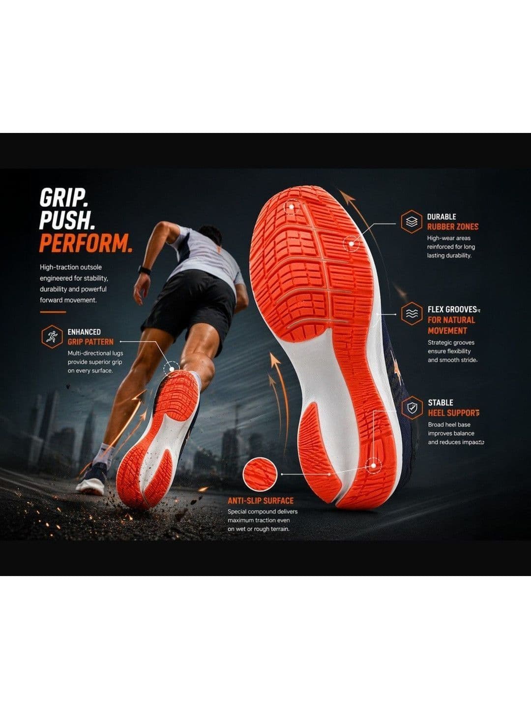 KRAASA Men Mesh Running Non-Marking Shoes thumbnail 3