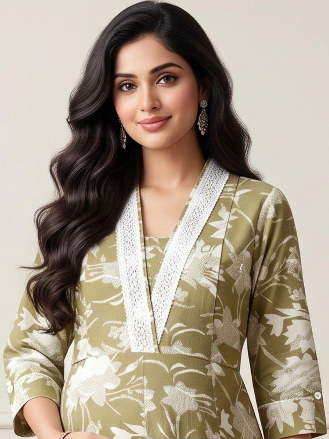 DUMMY SHAPE Women Floral Printed Empire Kurta with Trousers thumbnail 7