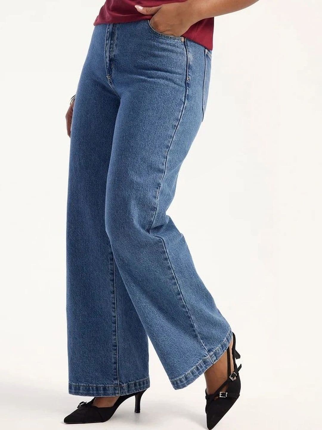 Aadvi Fashion Women Super Wide Leg High-Rise Stretchable Jeans thumbnail 3