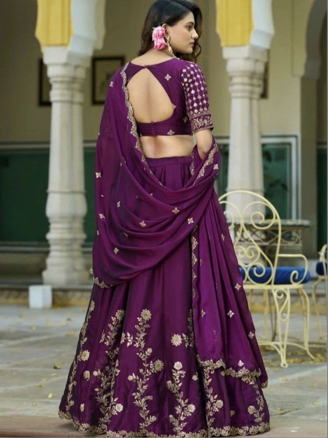 KALINI Embellished Ready to Wear Lehenga & Unstitched Blouse With Dupatta thumbnail 2