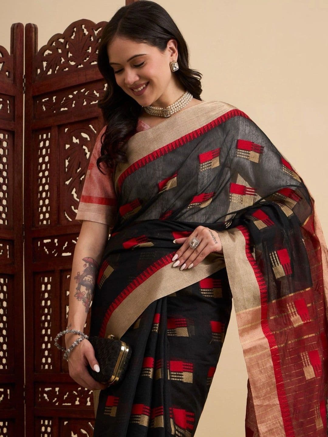 Sangria Woven Design Zari Designer Kota Saree thumbnail 3