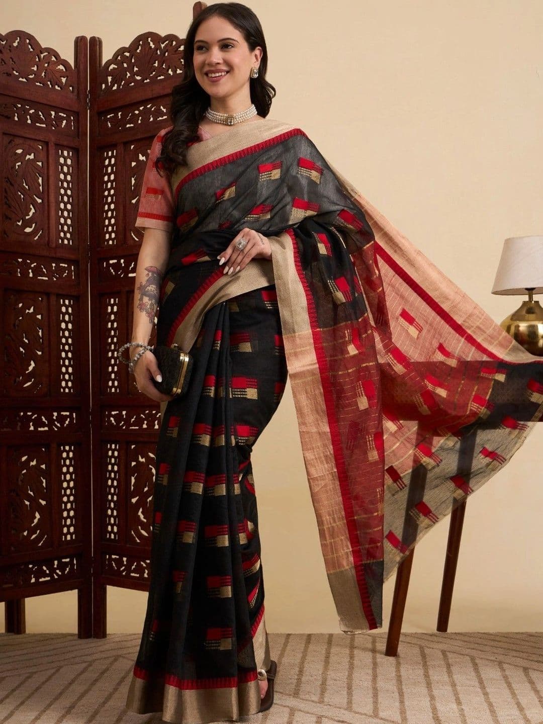 Sangria Woven Design Zari Designer Kota Saree - view 1