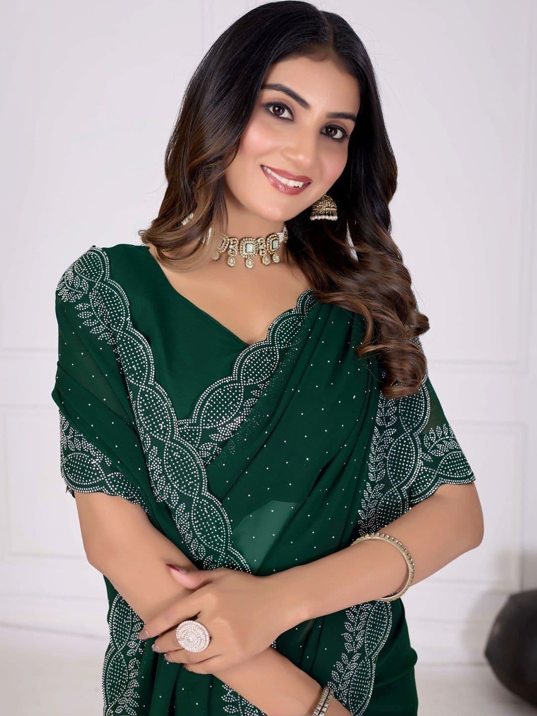 RENBRIZA Poly Georgette Saree thumbnail 4