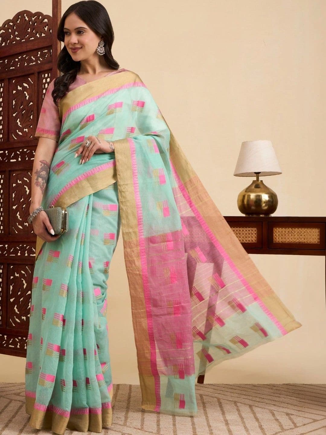 Sangria Woven Design Zari Designer Kota Saree thumbnail 4