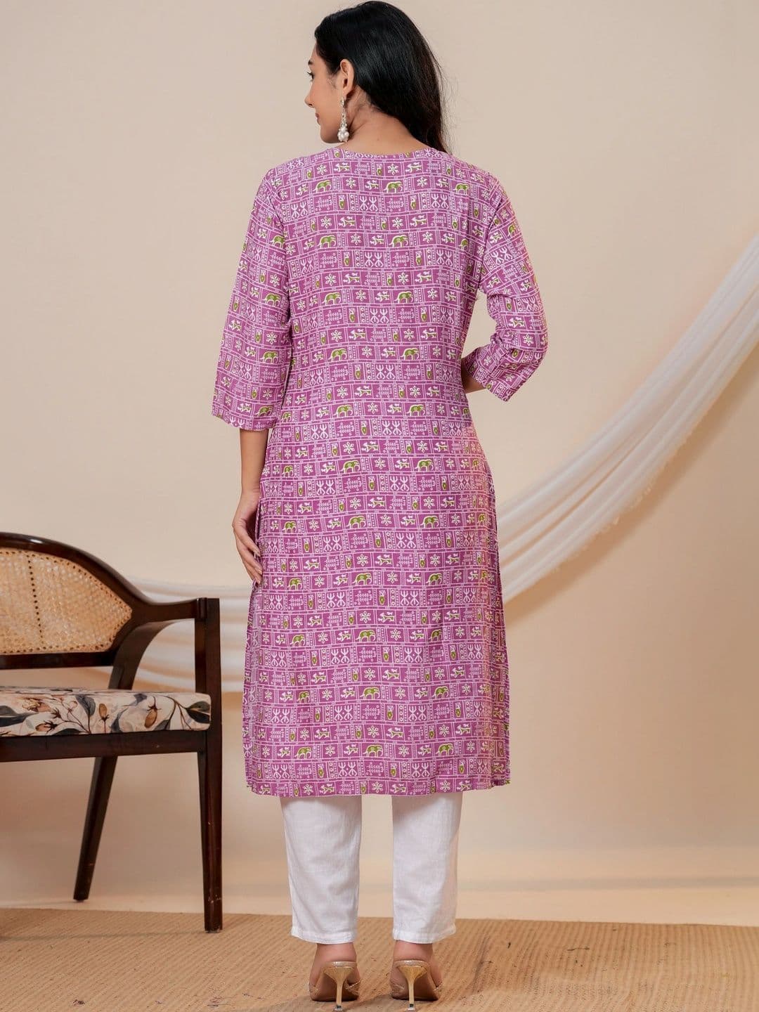 JAIPUR SARAI Women Ethnic Motifs Printed Indie Prints Kurta thumbnail 7