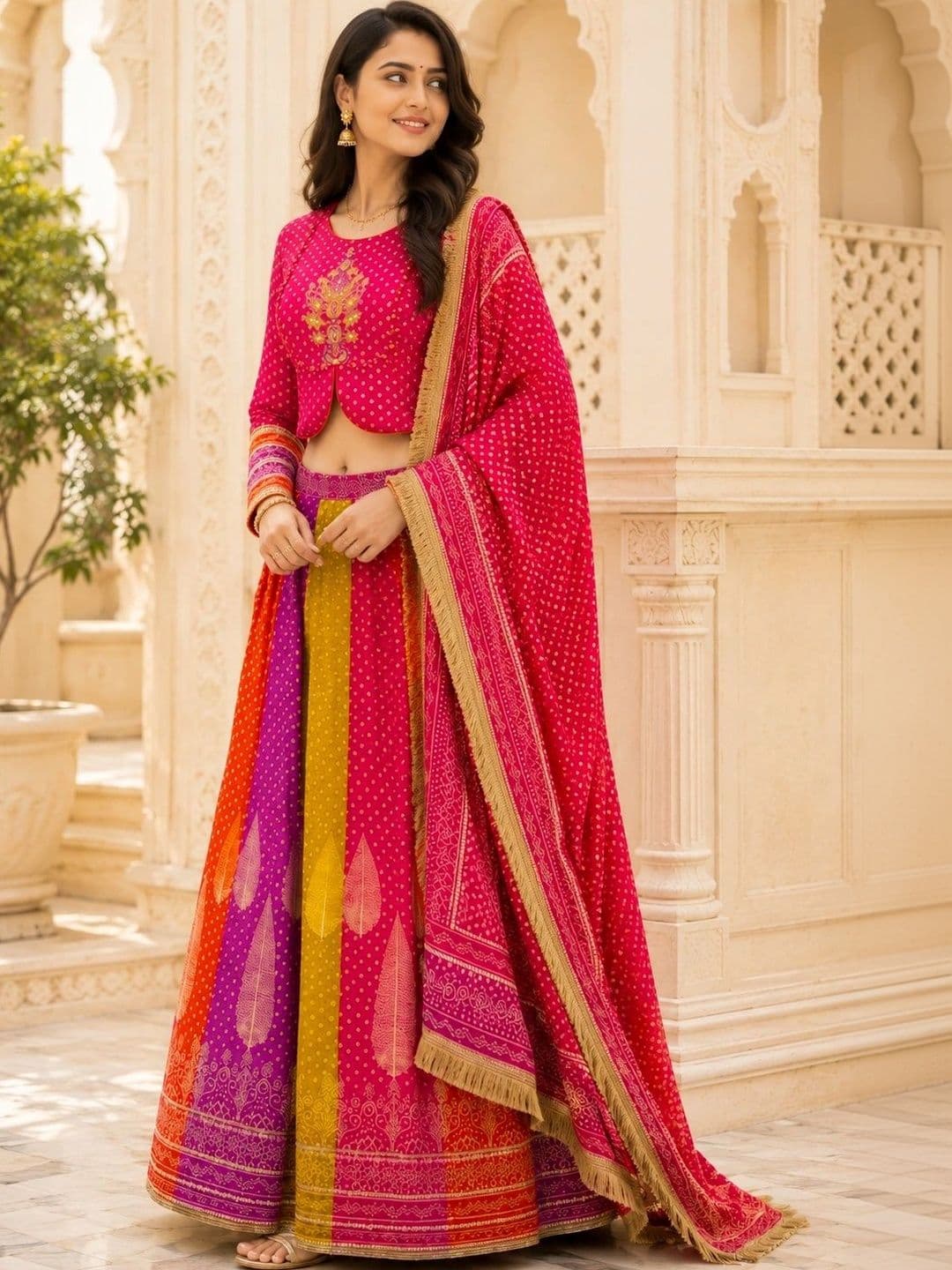 Anouk Printed Thread Work Ready to Wear Lehenga & Blouse With Dupatta thumbnail 6