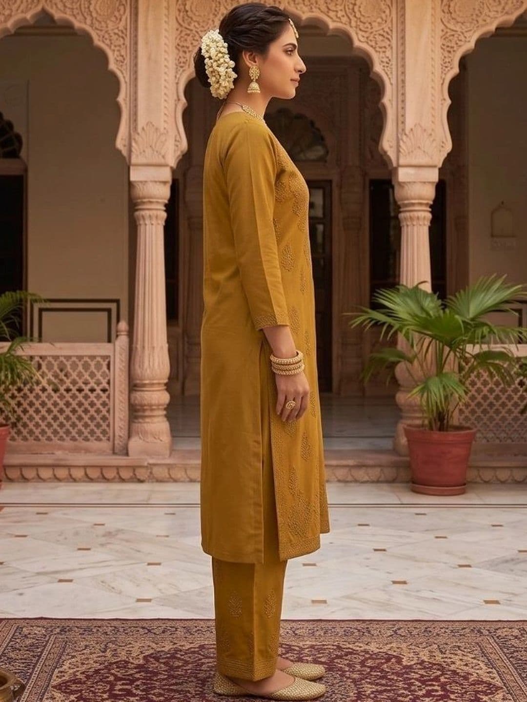 Meiraas Studios Women Ethnic Motifs Embroidered Regular Thread Work Kurta with Palazzos thumbnail 7