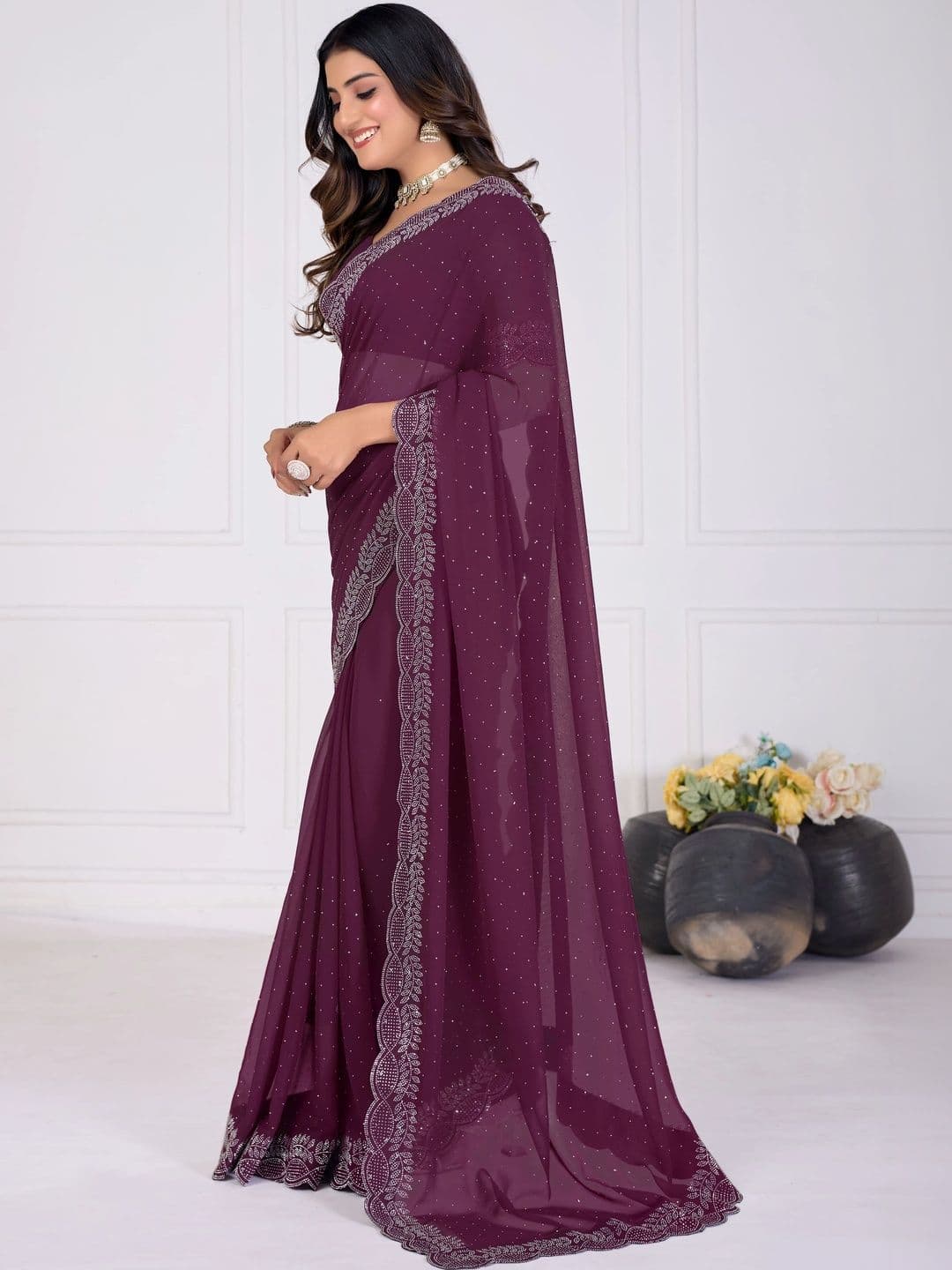 RENBRIZA Poly Georgette Saree thumbnail 6