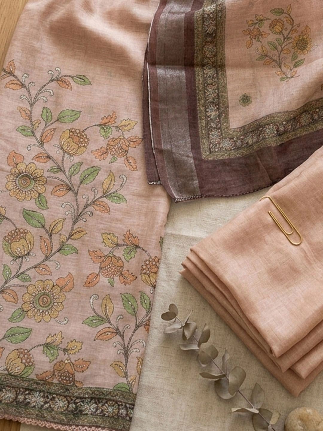 Meena Bazaar Printed Art Silk Unstitched Dress Material thumbnail 2